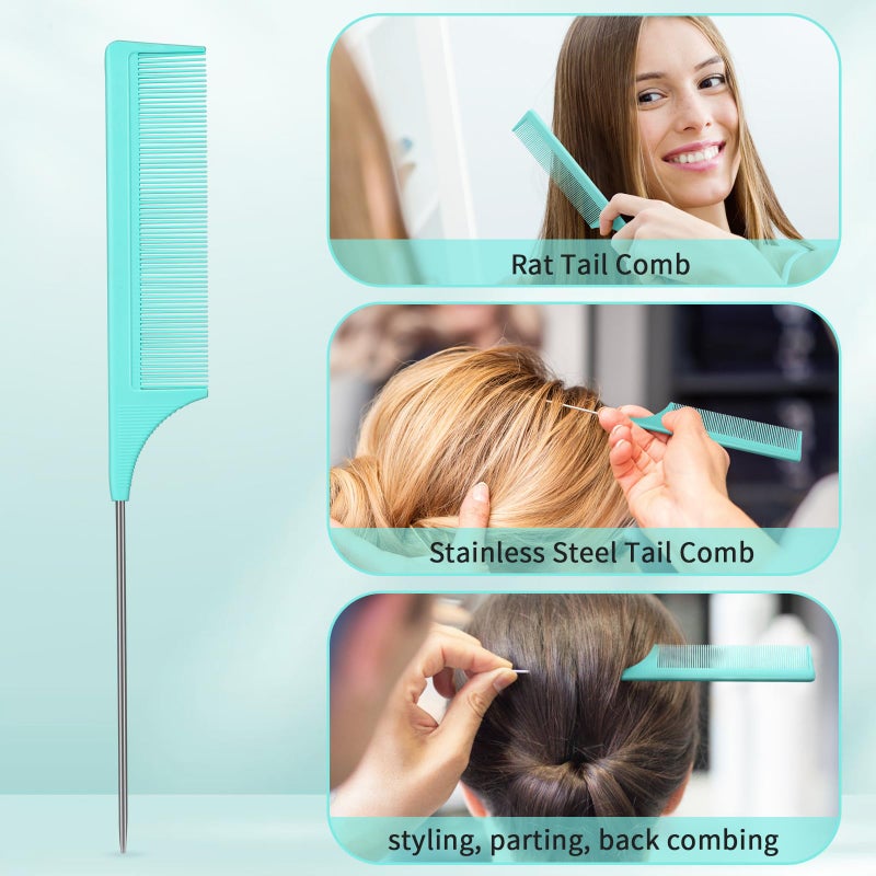 O BRUSHZOO Hair Brush with Hair Styling Comb Set, Green (Curly Haired Individuals, Unisex, Hair Brush, Detangling, Metal) - Image 3